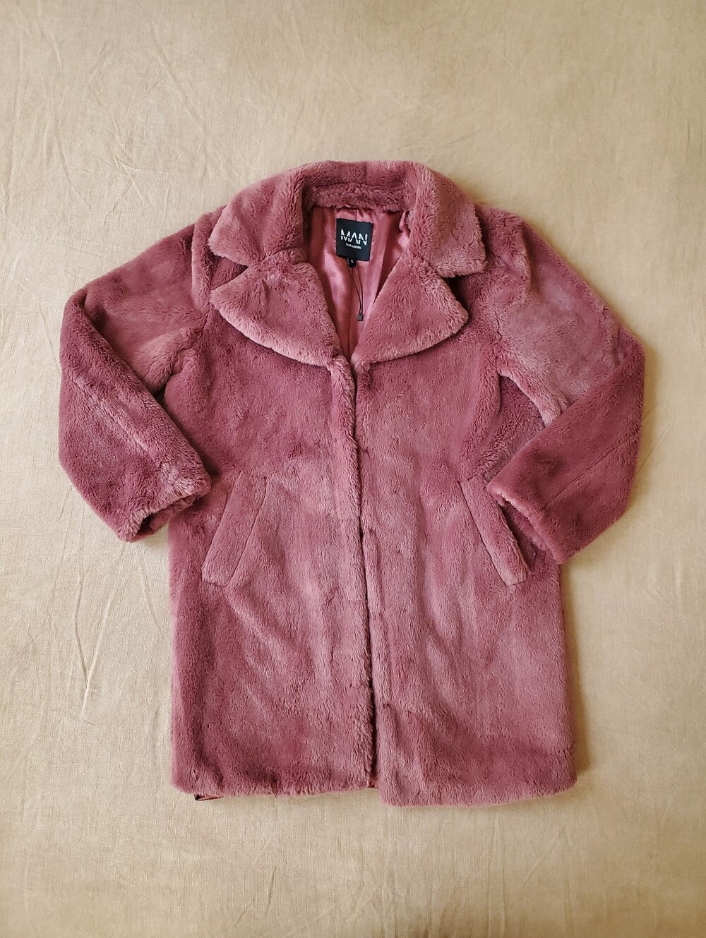 BooHooMan Purple Faux Fur Coat Men's Small